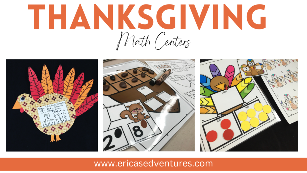 Thanksgiving Math Centers for First Grade