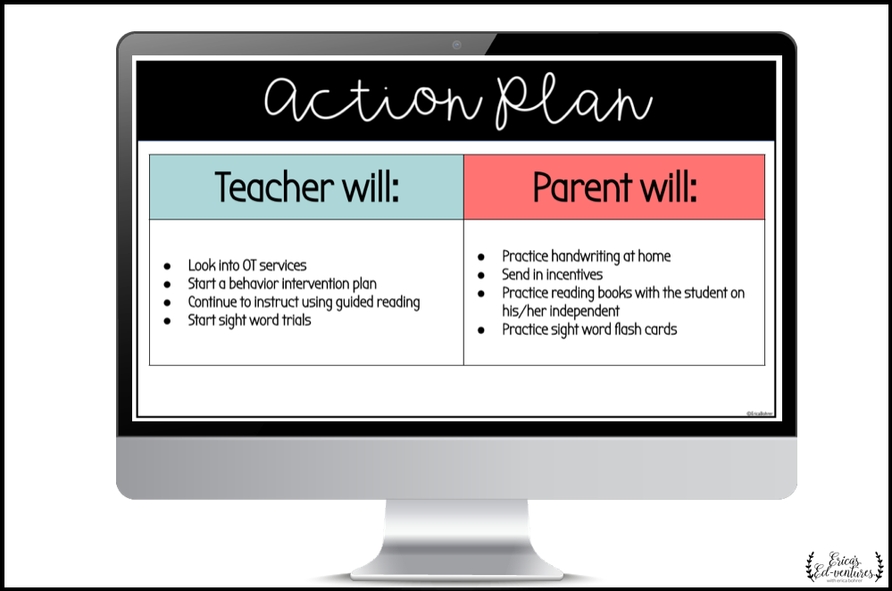 Action plan for parent teacher conferences.