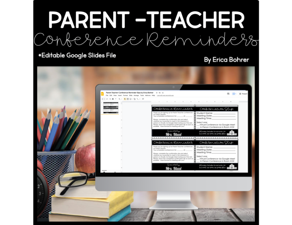 Parent Teacher Conference Reminder Slips FREE