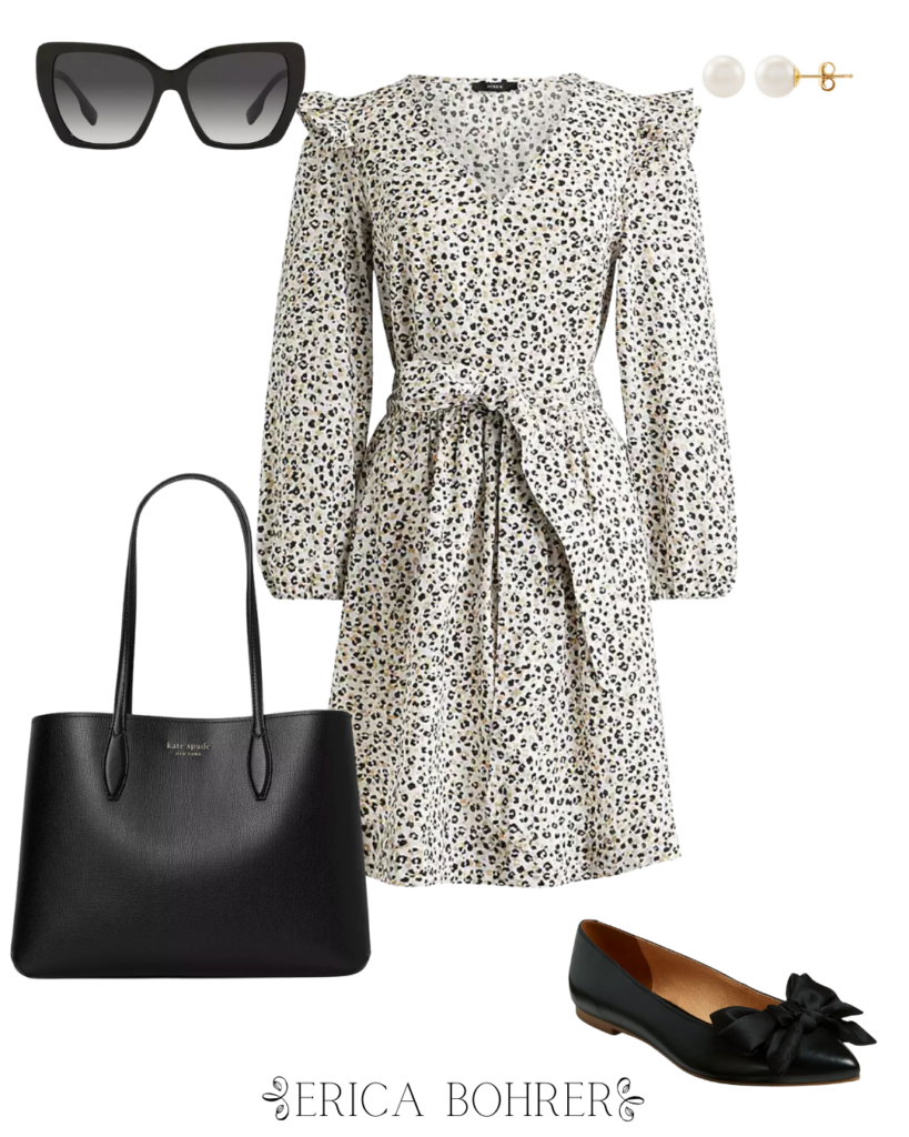 leopard teacher dress outfit idea