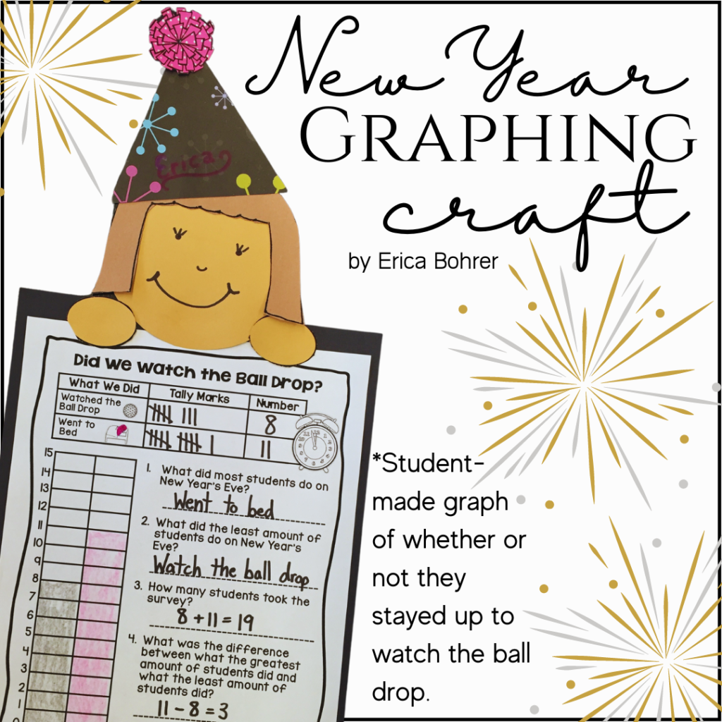 Did we watch the ball drop New Year Graphing craft. 