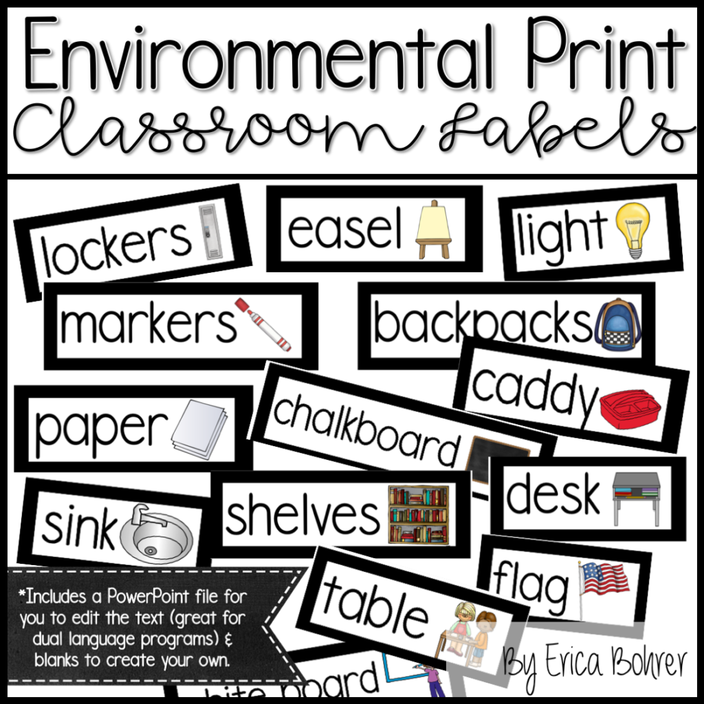 Environmental Print Classroom labels