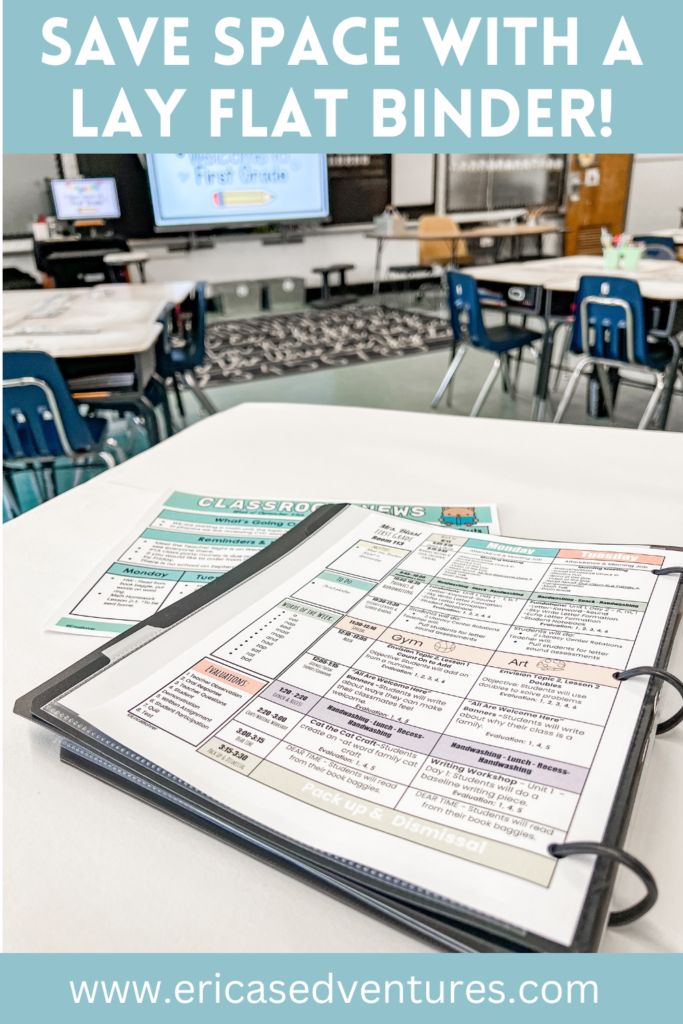 Save space with a lay flat binder for your teacher plan book.