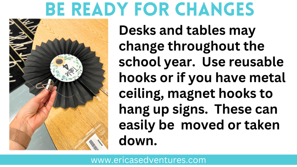 Classroom Table Hanging Signs